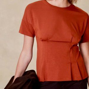 NWT BR PONTE CORSET T-SHIRT BURNT CARAMEL Medium